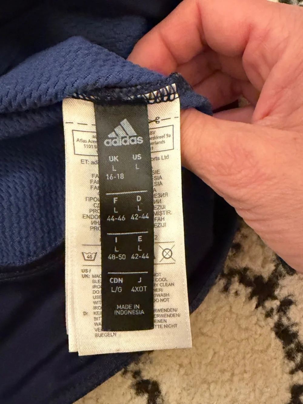 Adidas Athletics Team Issue Full-Zip Hoodie Sz L Navy Running Hiking Outdoors